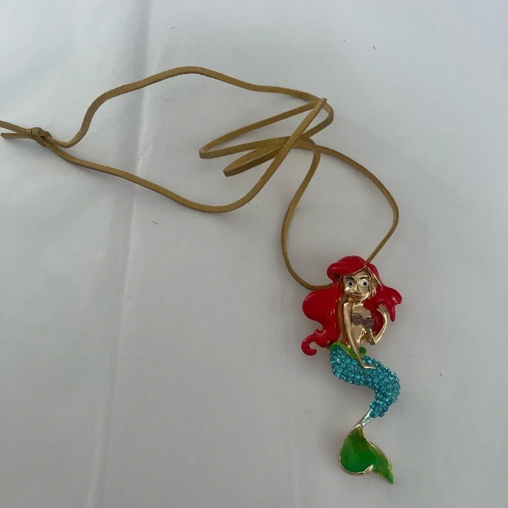 Little mermaid necklace red teal Mermaidcore fairyloot rhinestone Disney